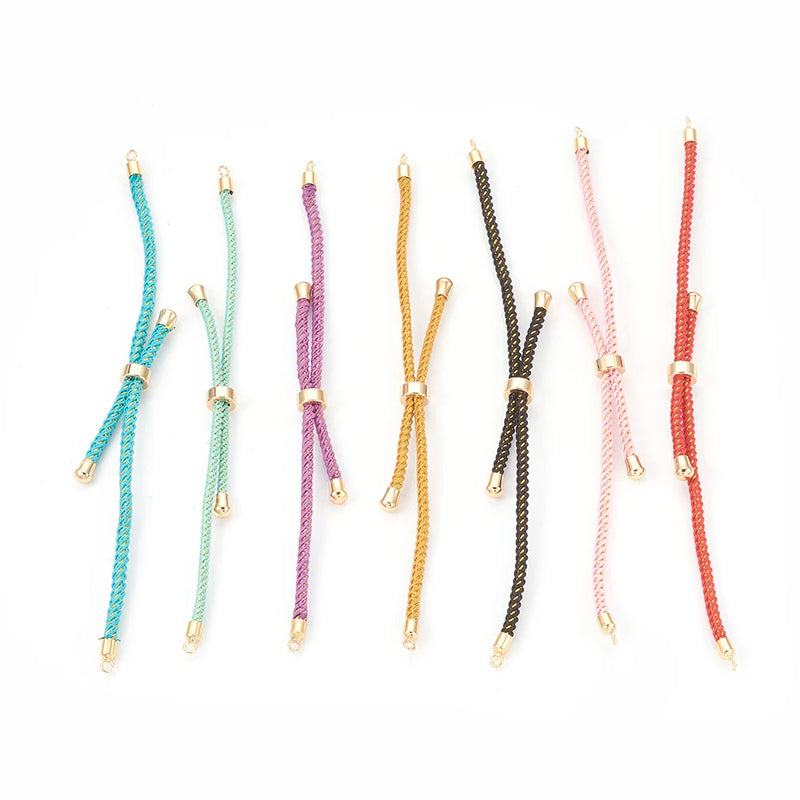5Pcs Mixed Nylon Cord Slider Bracelet Making with Brass Findings