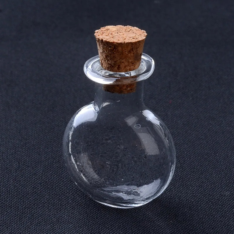 5Pcs Mixed Shapes Small Glass Bottle Jars Cork Stopper Wish DIY Jewelry Beads