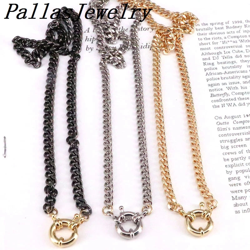 5Pcs Multi-color Link Chain Necklace Spring Clasp Jewelry for Women