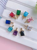 Colorful Zircon Stone Pendant Chain Necklace Plated Jewelry