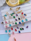Colorful Zircon Stone Pendant Chain Necklace Plated Jewelry