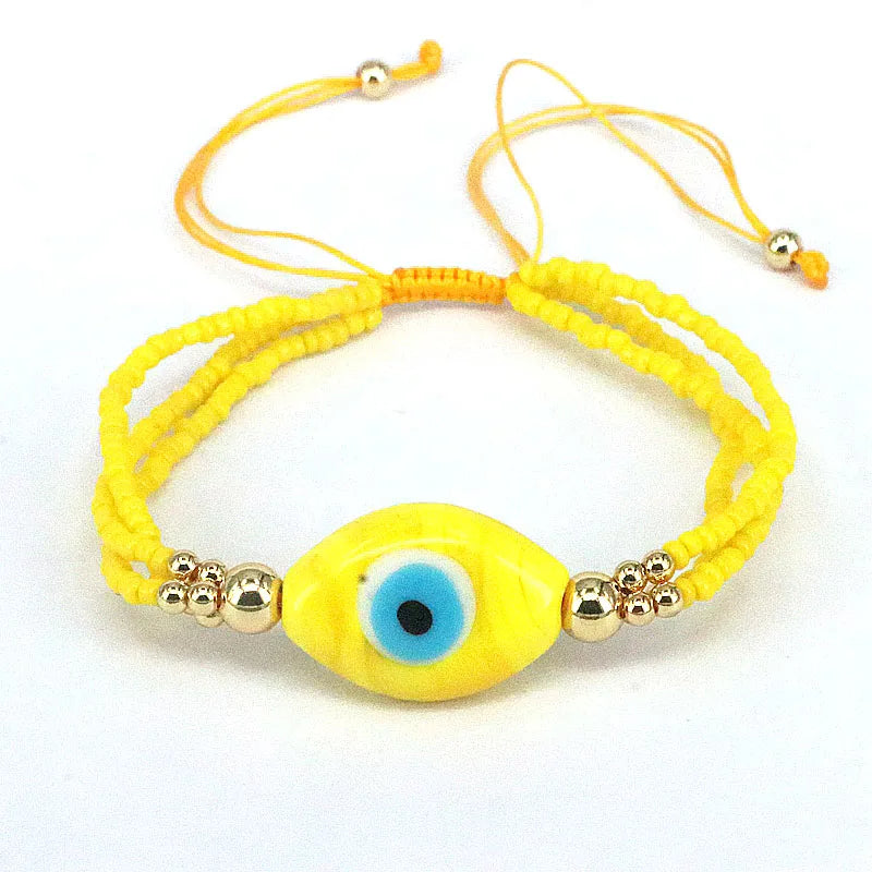 5Pcs Beaded Glass Bracelet Evil Eye Charm Bead Bracelet