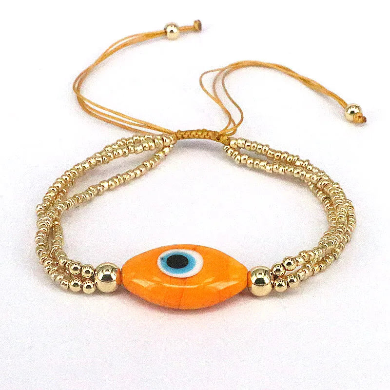 5Pcs Beaded Glass Bracelet Evil Eye Charm Bead Bracelet