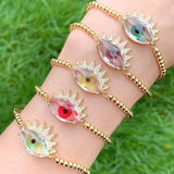 Colorful Eyes Beads Zircon Paved Turkey Bracelet For Women