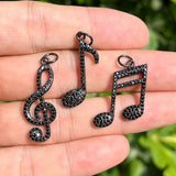 5Pcs Music Note Charms Zirconia Paved Pendant For Woman Jewelry