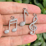5Pcs Music Note Charms Zirconia Paved Pendant For Woman Jewelry