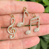 5Pcs Music Note Charms Zirconia Paved Pendant For Woman Jewelry