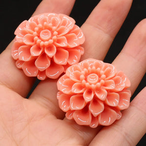 5Pcs Natural Corals Pendant Round Coral Flower Red Beads Charms