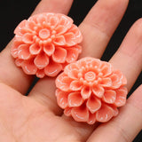 5Pcs Natural Corals Pendant Round Coral Flower Red Beads Charms