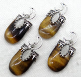 5Pcs Gem stone Quartz Crystal tiger eye Moon Pendants DIY Jewelry Making