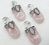 5Pcs Gem stone Quartz Crystal tiger eye Moon Pendants DIY Jewelry Making