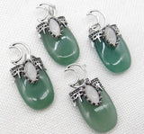 5Pcs Gem stone Quartz Crystal tiger eye Moon Pendants DIY Jewelry Making
