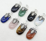 5Pcs Gem stone Quartz Crystal tiger eye Moon Pendants DIY Jewelry Making