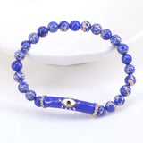 5Pcs Stone Strand Bracelet 8mm Colorful Stone Enamel Eye Charm