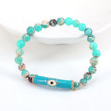 5Pcs Stone Strand Bracelet 8mm Colorful Stone Enamel Eye Charm