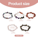 5Pcs Natural Mixed Stone Chip Beads Stretch Bracelets for Women Jewelry Making