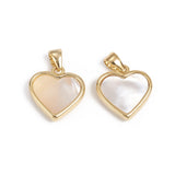5Pcs Shell Heart Charms Necklace Pendants for DIY Jewelry Making 12x12x3mm