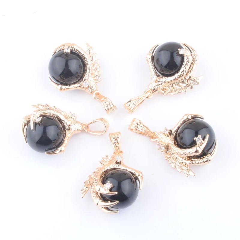 5Pcs Agate Raw Gem Charm Dragon Claw Pendants Bead Jewelry