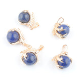 5Pcs Lapis Lazuli Raw Gem Round Ball Dragon Claw Chakra Pendant