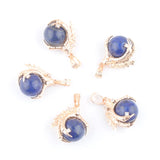 5Pcs Lapis Lazuli Raw Gem Round Ball Dragon Claw Chakra Pendant