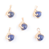 5Pcs Lapis Lazuli Raw Gem Round Ball Dragon Claw Chakra Pendant