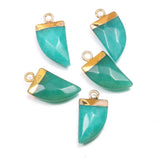 5Pcs Natural Stone Pendant Turquoises Malachite Aventurine Jades Faceted