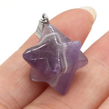 5Pcs Natural Stone Pendants Reiki Heal Merkaba for Jewelry Making