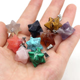 5Pcs Natural Stone Pendants Reiki Heal Merkaba for Jewelry Making