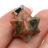 5Pcs Natural Stone Pendants Reiki Heal Merkaba for Jewelry Making