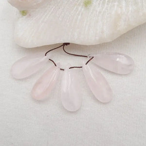 5Pcs Rose Quartz Pendant Beads Natural Stone 27x12x5mm