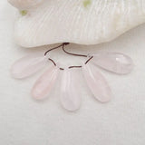 5Pcs Rose Quartz Pendant Beads Natural Stone 27x12x5mm