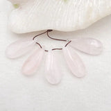 5Pcs Rose Quartz Pendant Beads Natural Stone 27x12x5mm