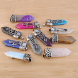 5pcs Natural Stone Sword Shaped Necklace Taper Pendulums Pendants