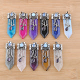 5pcs Natural Stone Sword Shaped Necklace Taper Pendulums Pendants