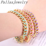 5Pcs Multicolor Drip Oil Cuban Link Chain Bracelet