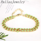 5Pcs Multicolor Drip Oil Cuban Link Chain Bracelet
