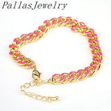 5Pcs Multicolor Drip Oil Cuban Link Chain Bracelet