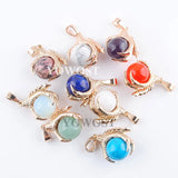 5Pcs Natural Stone Raw Gem Ball Dragon Claw Crystal Reiki Pendants