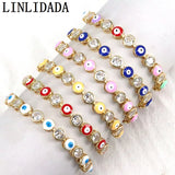5Pcs Lucky Eye Bracelet Drip Oil Zircon Statement Wedding Jewelry Gift