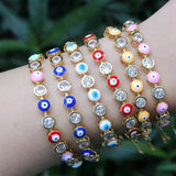 5Pcs Lucky Eye Bracelet Drip Oil Zircon Statement Wedding Jewelry Gift