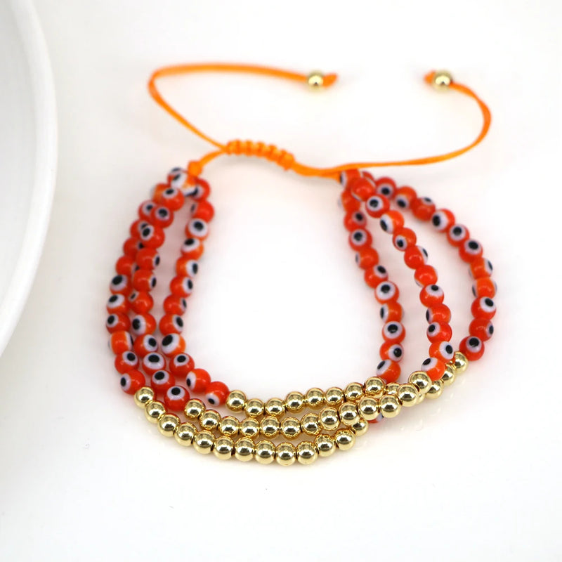 5Pcs Colorful Evil Eye Beaded Bracelet, Lucky Braided Bracelet Men Women