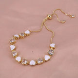 Boho Heart Enamel Crystal Zircon Bracelet 18K Plated Party Gift Jewelry
