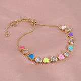 Boho Heart Enamel Crystal Zircon Bracelet 18K Plated Party Gift Jewelry