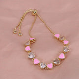 Boho Heart Enamel Crystal Zircon Bracelet 18K Plated Party Gift Jewelry