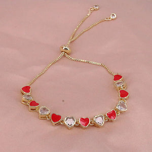 Boho Heart Enamel Crystal Zircon Bracelet 18K Plated Party Gift Jewelry