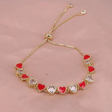 Boho Heart Enamel Crystal Zircon Bracelet 18K Plated Party Gift Jewelry