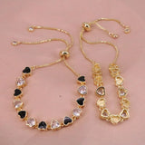 Boho Heart Enamel Crystal Zircon Bracelet 18K Plated Party Gift Jewelry