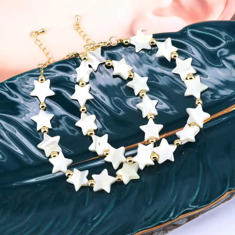 5Pcs Freshwater Pearl Bangle Heart/Star Charm Bracelets