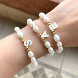 5Pcs Freshwater Pearl Bangle Heart/Star Charm Bracelets
