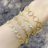 5Pcs Cubic Zircon Aircraft Cross Golden Link Bracelet Jewelry